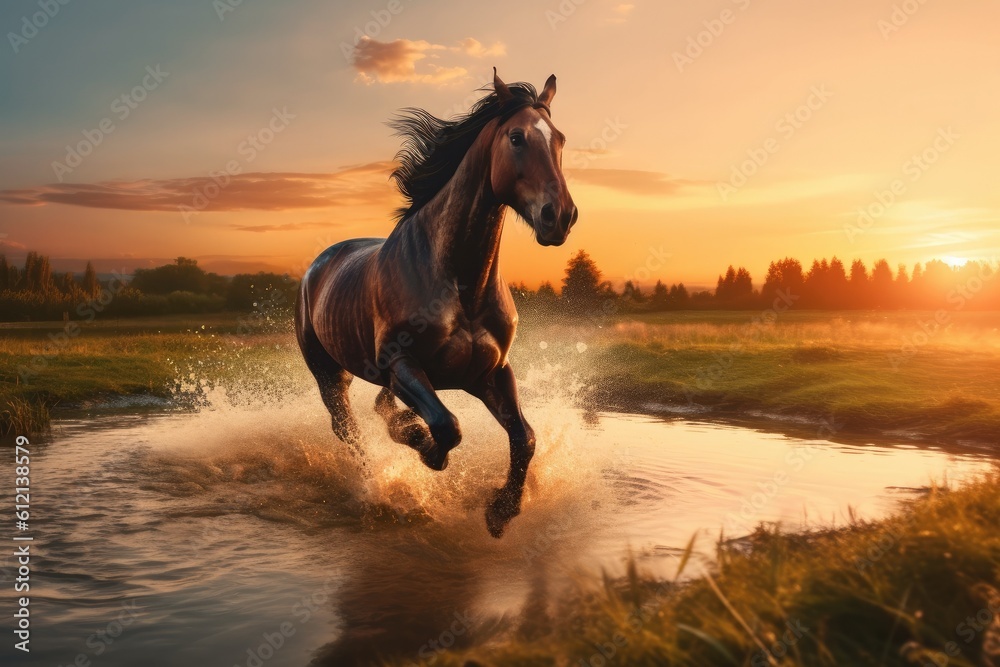 Horses Galloping Through a Sunflower Field Horses Galloping Through a Sunflower Field