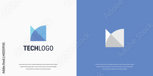 technology logo, letter M logo