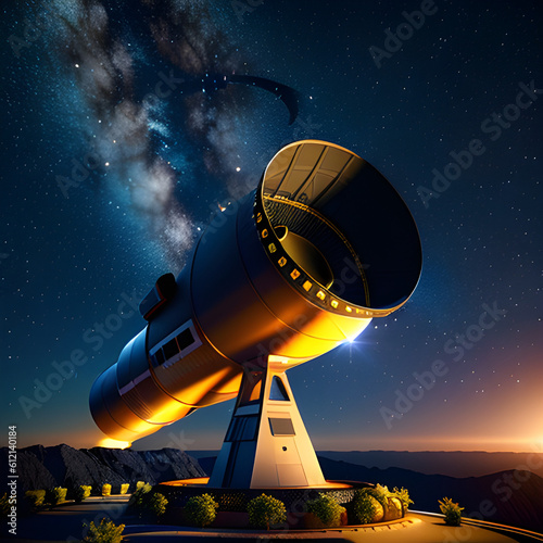 a huge telescope aimed at the night starry sky. generative AI