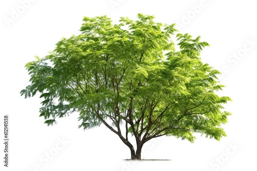 Isolated Black Locust Tree on White Background - Nature s Green Plant with Branches  Generative AI