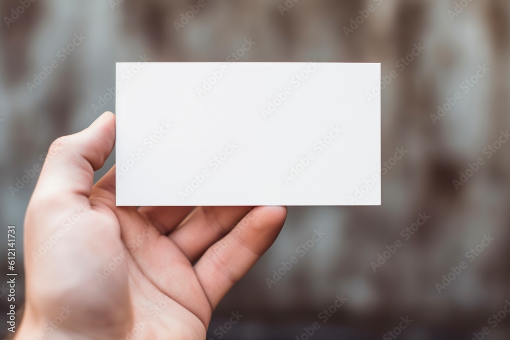 Mockup of a Hand business visiting card, blank, with minimalist colors. Ai generated. Mockup of a Hand business visiting card, blank, with minimalist colors. Ai generated.