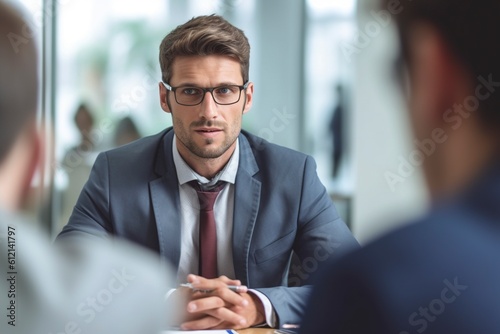 Job interview with a professional man. Ai generated.