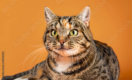 American shorthair cat on colored backgrounds. Generative AI