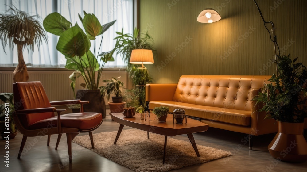 Inspiring office interior design Mid-century style Lounge featuring ...