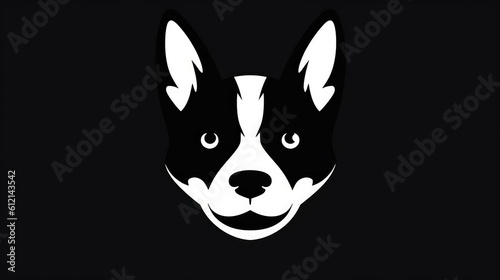 black and white dog vector logo