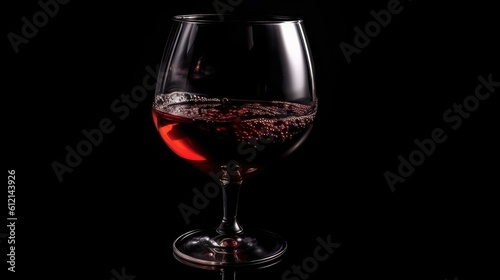 Glass of red wine isolated on black background