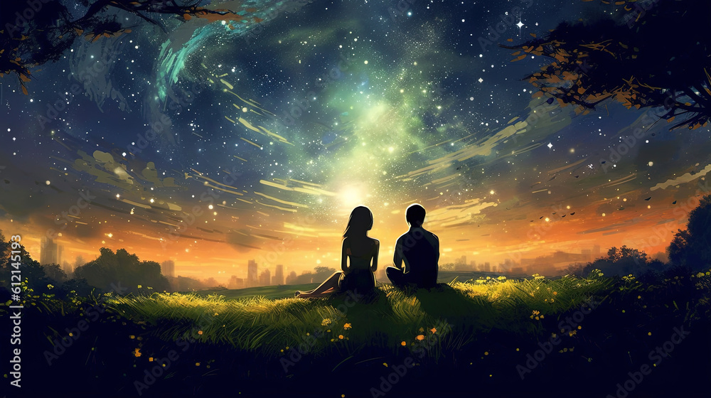 A couple sitting together in the grassy area A couple sitting together in the grassy area