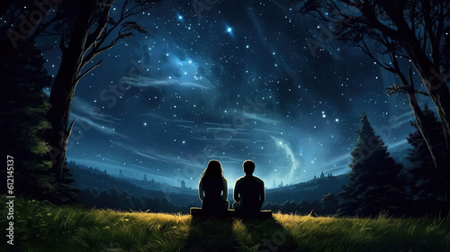 A couple sitting together in the grassy area