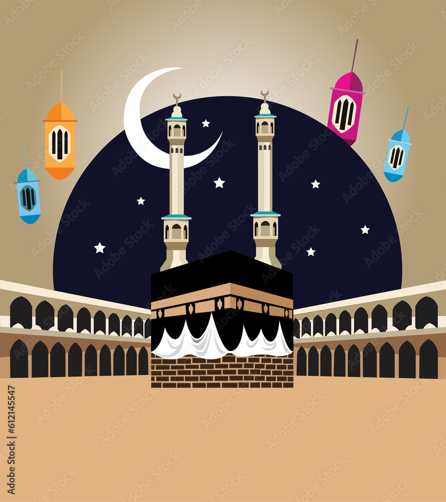 Hajj Mubarak. Kaaba post hajj in Al-Haram Mosque Mecca Saudi Arabia ...