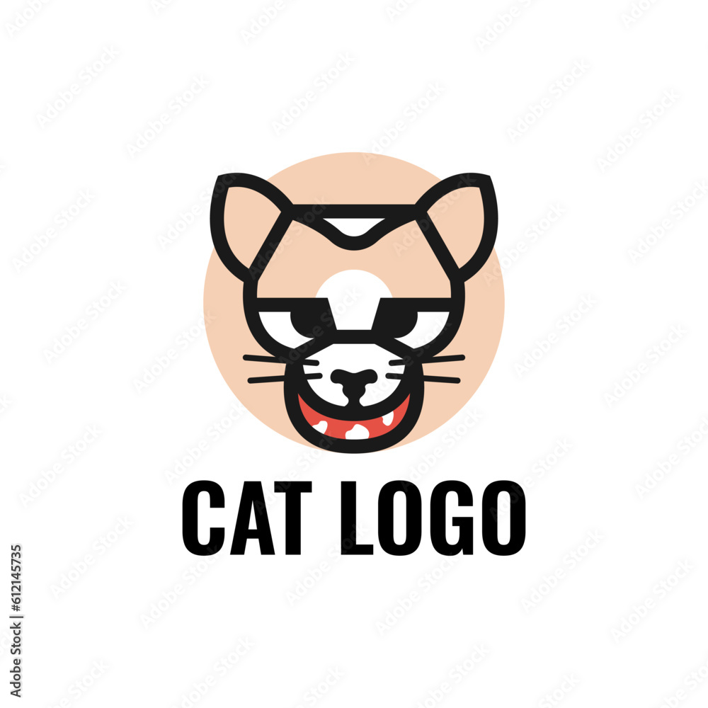 Friendly Cat Logo. Logo is a Cute and Friendly cat. Perfect for a pet shop. Pro Vector