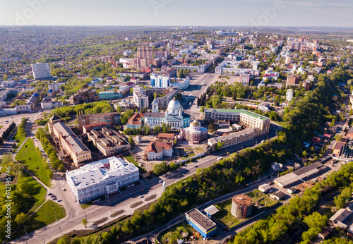 Panoramic aerial view of district of Kursk with houses, Russia © JackF