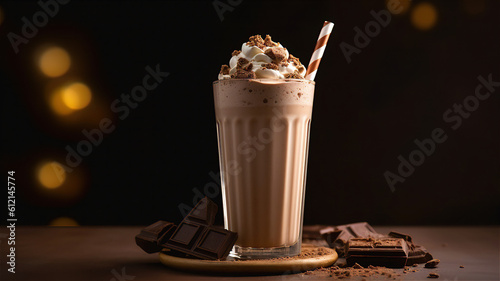 Generative AI Illustration of A Chocolate Milkshake with Nuts