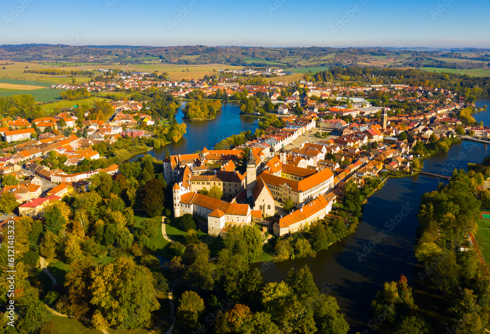 Aerial view on the city Telc. Czech Republic. High quality photo