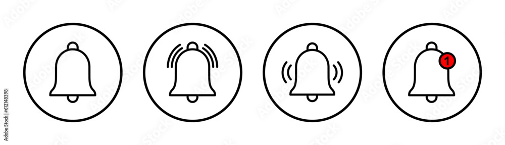 Bell Icon set illustration. Notification sign and symbol for web site design Bell Icon set illustration. Notification sign and symbol for web site design