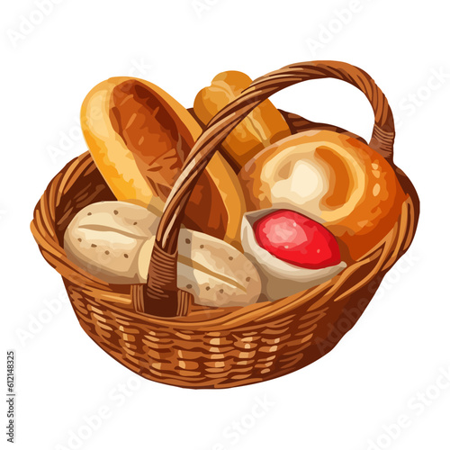 Freshly baked bread in wicker basket