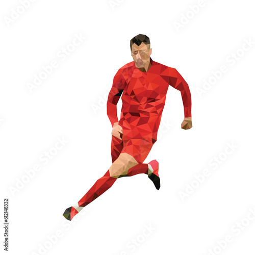 vector illustration of football players in red shirts running on white background