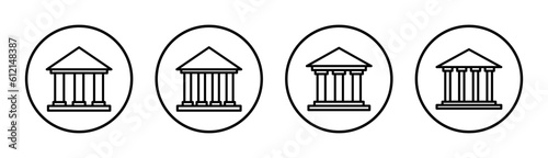 Bank icon set illustration. Bank sign and symbol, museum, university