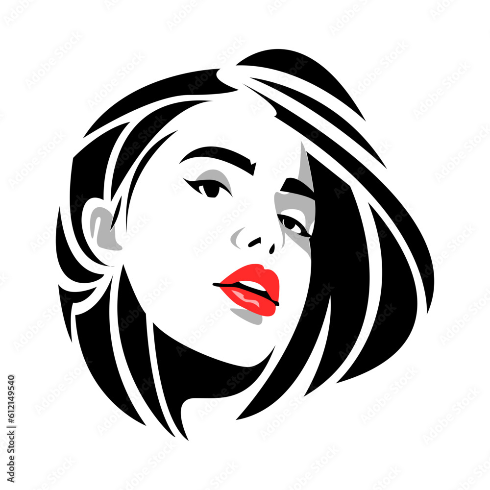 beautiful girl face with short hair tribal tattoo icon logo. graphic vector flat illustration. beautiful girl face with short hair tribal tattoo icon logo. graphic vector flat illustration.