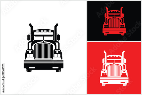 Transport Truck Head Isolated on White Front View Vector Design