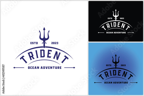 Trident Neptune God Poseidon Triton King Spear Icon Logo Vector Design
