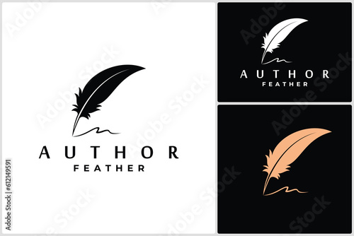 Feather Quill Pen Icon Logo Vector Design Classic Stationery Illustration