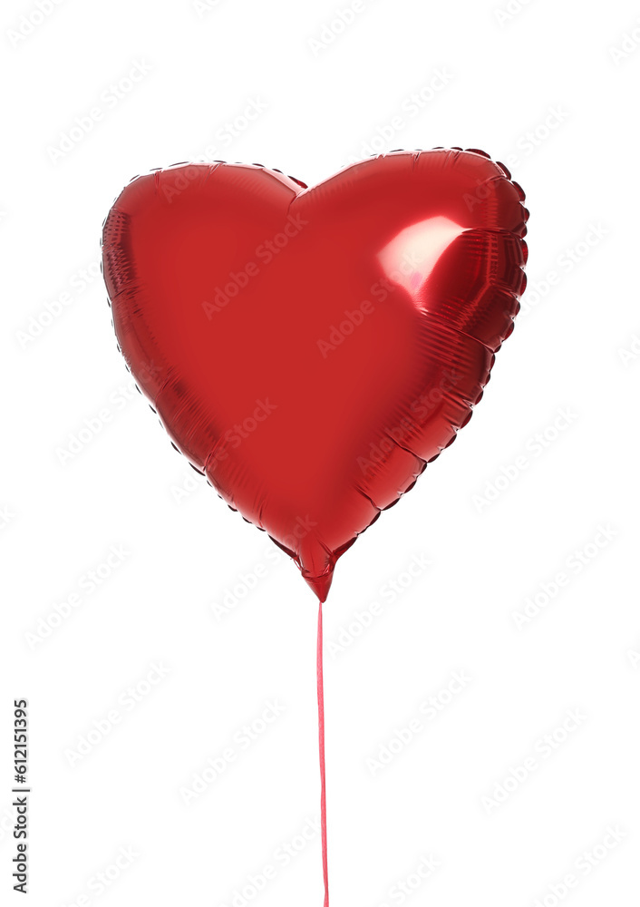Beautiful red heart shaped balloon isolated on white. Valentine's day celebration Beautiful red heart shaped balloon isolated on white. Valentine's day celebration