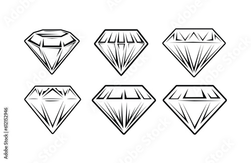 Vector vintage set black diamond icon, jewelry diamonds precious retro stones collection, hipster tattoo simple brilliant geometric web symbol. minimal classic icons gemstones symbols