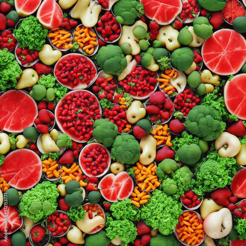 Colorful Culinary Delights: Vibrant Fruits, Vegetables, and Juices in a Beautiful Food Background