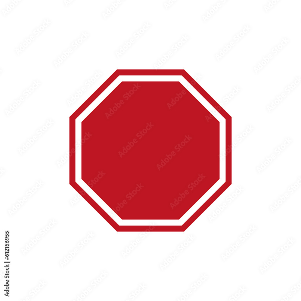 Blank Stop Sign. Red empty hexagon. Road sign. Vector illustration. stock image. Blank Stop Sign. Red empty hexagon. Road sign. Vector illustration. stock image.