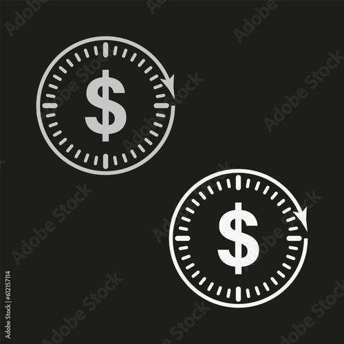 time is money icon, dollar with clock linear sign isolated. Vector illustration. stock image.