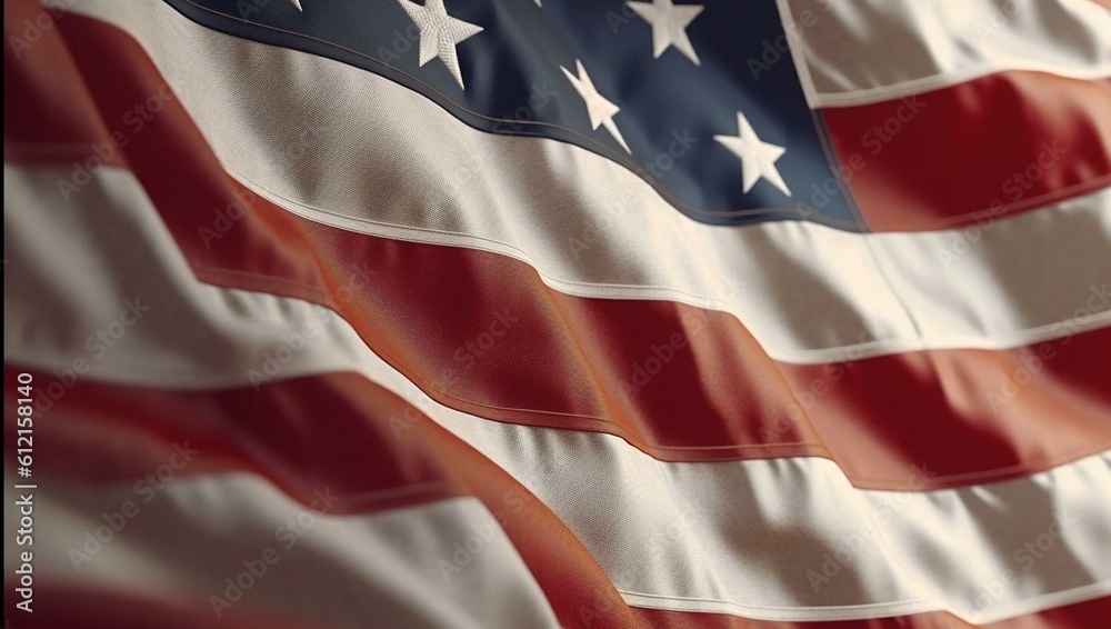 High resolution american flag waving in a close up.  Flag as patriotic symbol. American national symbol with stripes and stars. Happy 4th of July. Happy Independence Day.