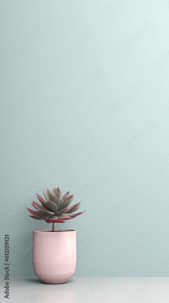 1273. minimalist Echeveria plant in front of soft color wall. Generative Ai 1273. minimalist Echeveria plant in front of soft color wall. Generative Ai