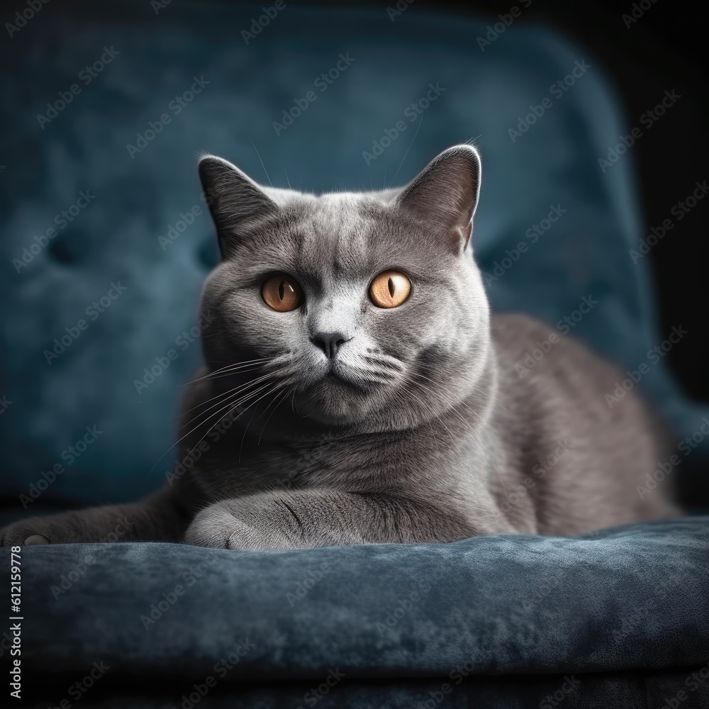 portrait of a cat on a black background