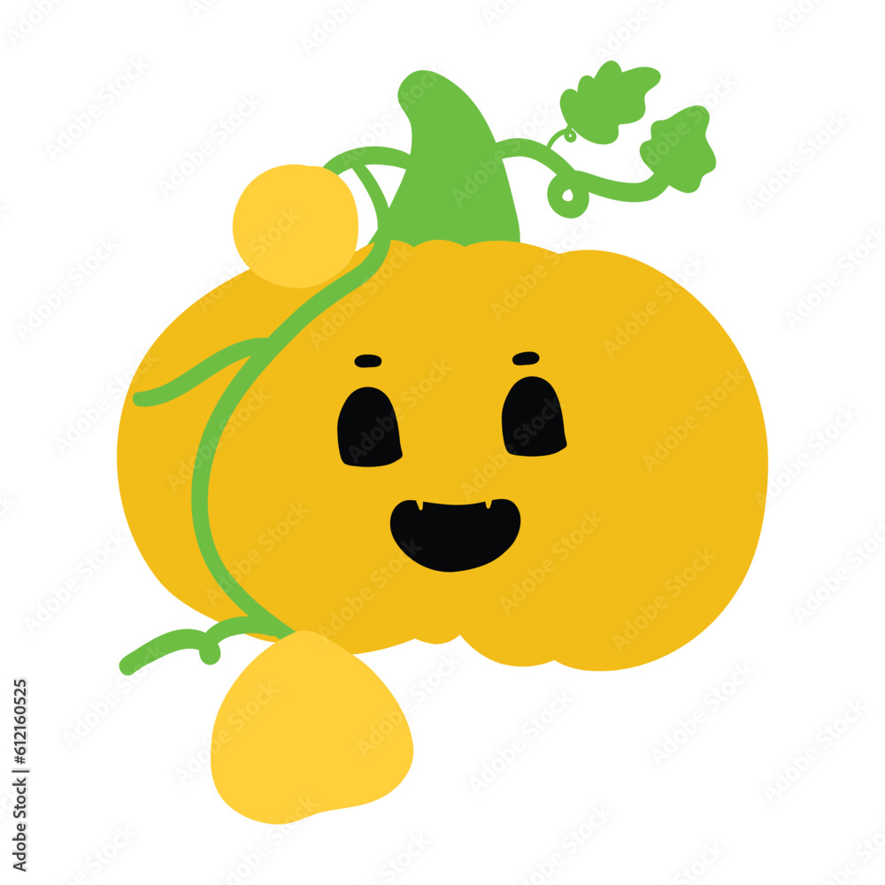 Fototapeta premium Halloween pumpkin vector, hand drawing, cute cartoon face pumpkins with orange color and doodles.