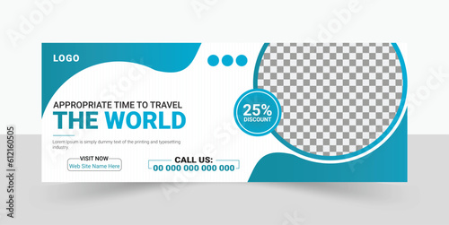 Travel Agency Facebook Cover Photo Design, Tourism Banner Template.
