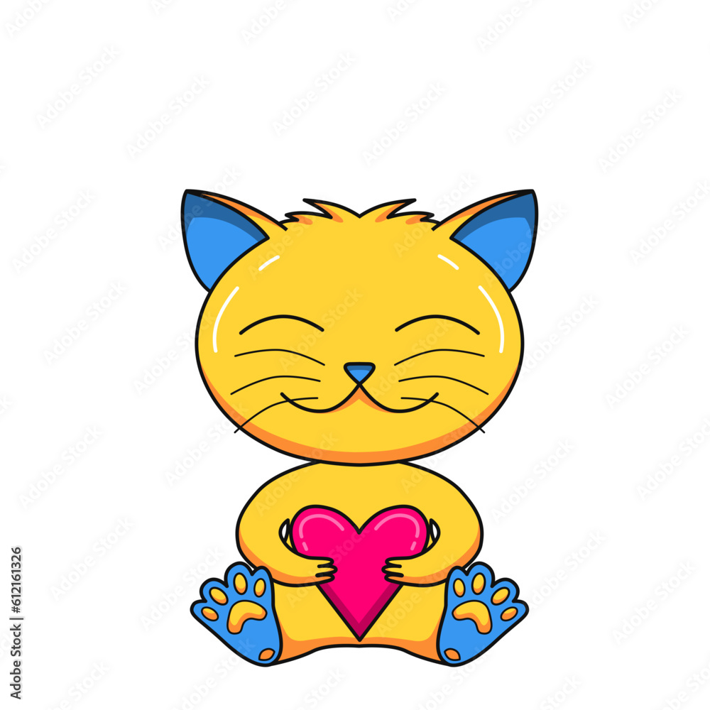 cat with heart. Vector illustration cat with heart. Vector illustration