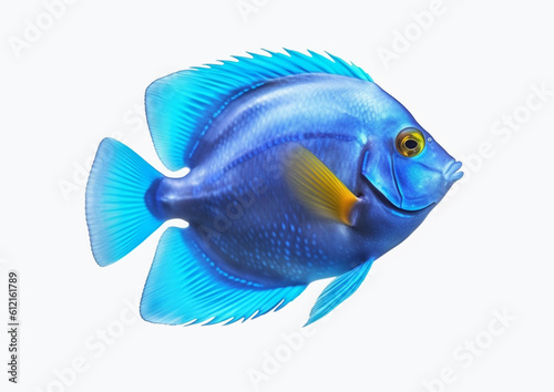 Vibrant Blue Tang Fish: Isolated Marine Beauty on Transparent Background, Generative AI