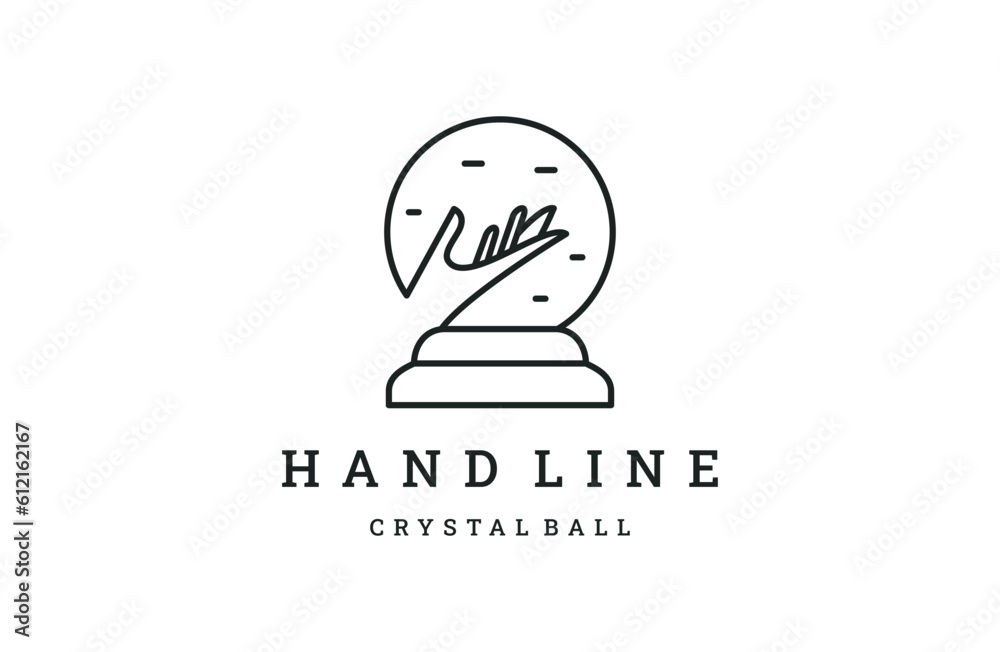 Obraz premium Crystal Ball In Hand logo vector design template .