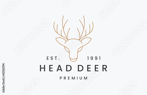Head deer logo vector icon illustration hipster vintage retro .
