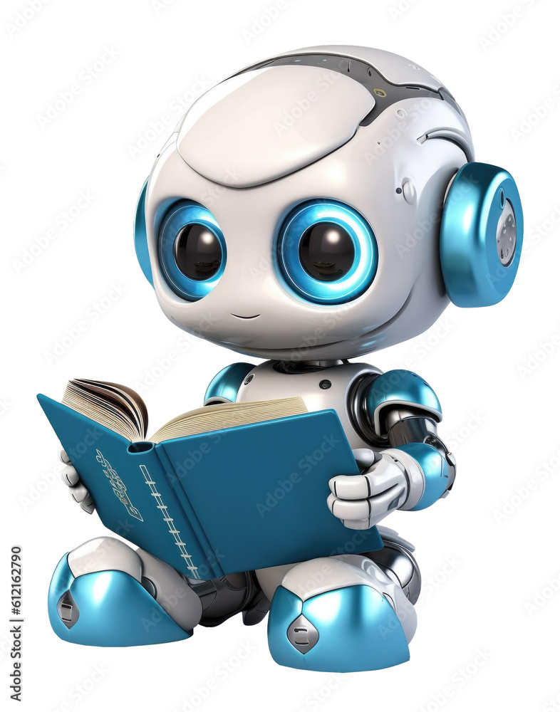 Cute AI Robot Chatbot Reading a Book Isolated on Transparent Background - Generative AI
Cute AI Robot Chatbot Reading a Book Isolated on Transparent Background - Generative AI