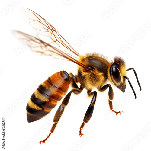 Honey Bee Flying Isolated on Transparent Background - Generative AI   © RenZen
