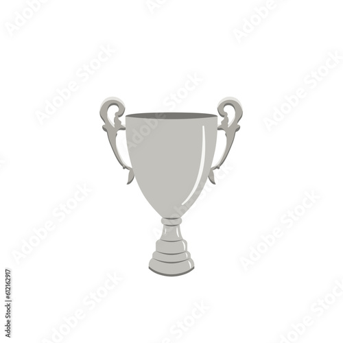 Srebrny puchar, nagroda dla zwycięzcy. Drugie miejsce. Trofeum dla wicemistrza. Wektorowa ilustracja.