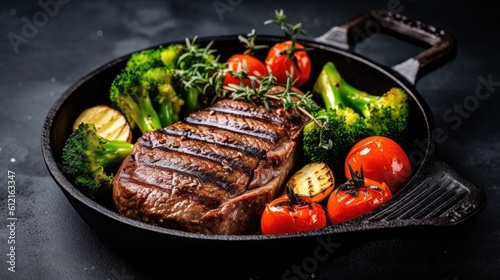 grilled meat with vegetables