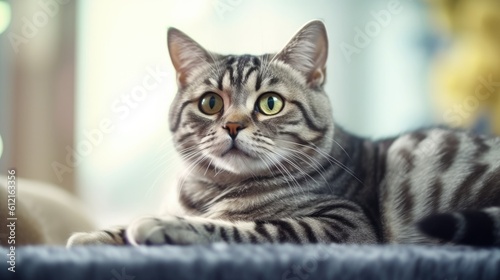 American Shorthair Cat cinematic background portrait of a cat