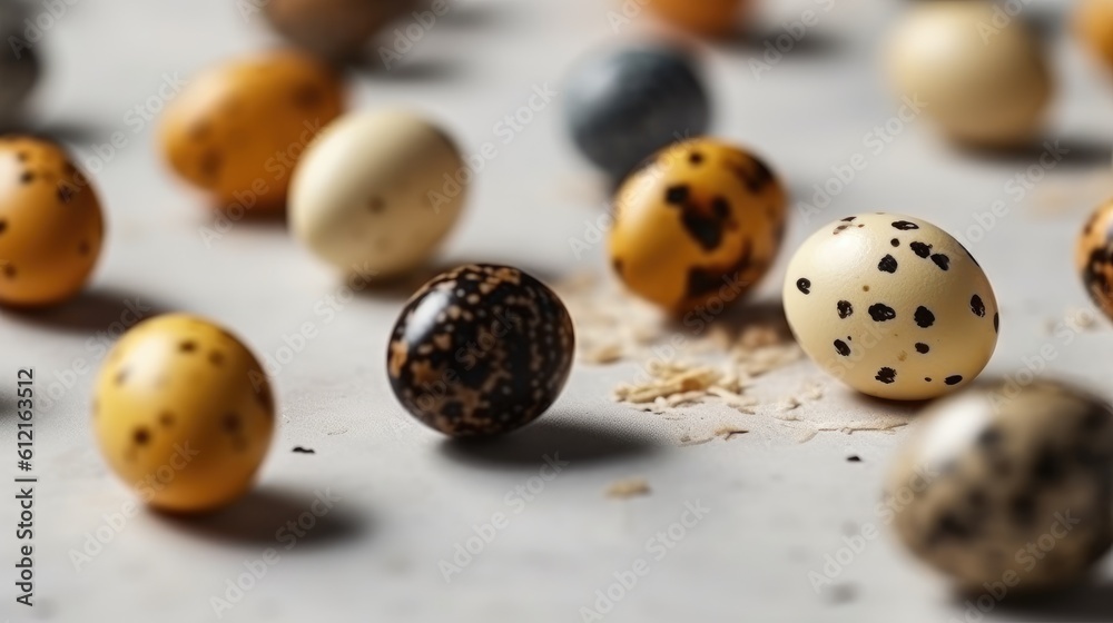 quail eggs on wooden background