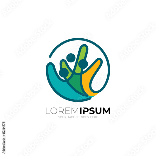 Charity icon, People care logo with colorful design vector
