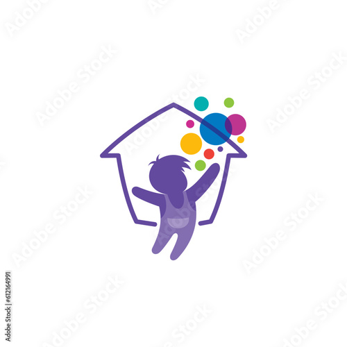 Children logo with bubble colorful design, house care logos