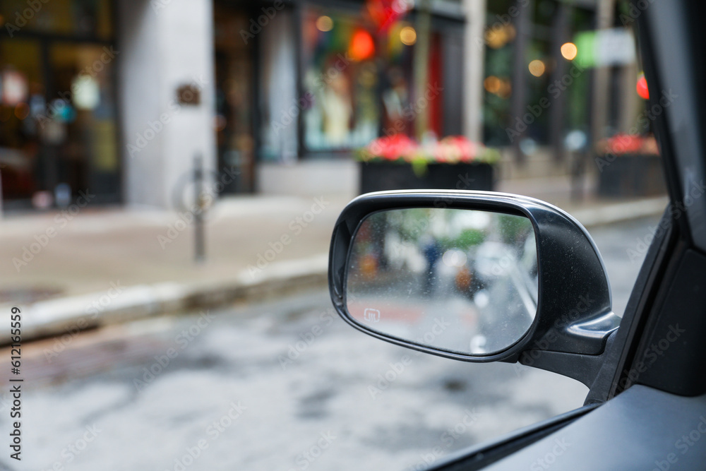 A car mirror reflects the journey ahead, symbolizing self-reflection, perspective, awareness, and the constant pursuit of progress A car mirror reflects the journey ahead, symbolizing self-reflection, perspective, awareness, and the constant pursuit of progress