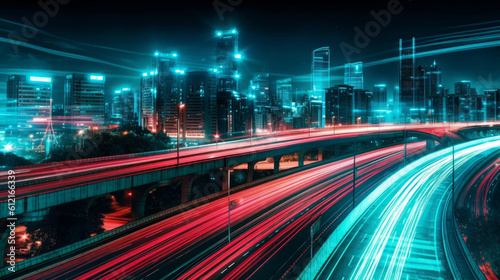 Time lapse photography of traffic on the road nigth 