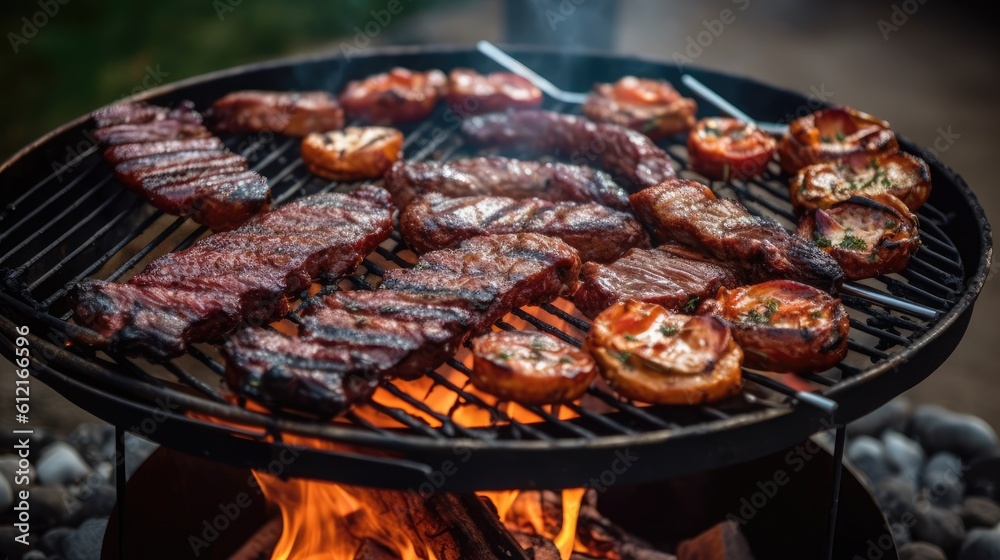 grilled sausages on the grill